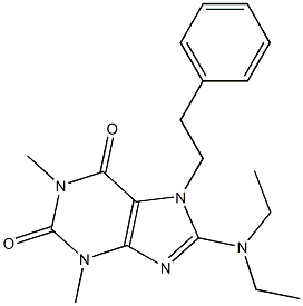 8-(diethylamino)-1,3-dimethyl-7-(2-phenylethyl)-3,7-dihydro-1H-purine-2,6-dione 结构式