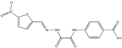 4-{[[2-({5-nitro-2-furyl}methylene)hydrazino](oxo)acetyl]amino}benzoic acid 结构式