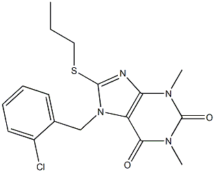 7-(2-chlorobenzyl)-1,3-dimethyl-8-(propylthio)-3,7-dihydro-1H-purine-2,6-dione 结构式