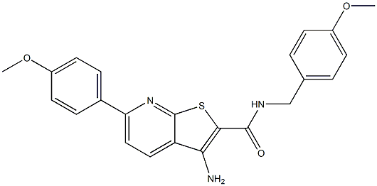 3-amino-N-(4-methoxybenzyl)-6-(4-methoxyphenyl)thieno[2,3-b]pyridine-2-carboxamide 结构式