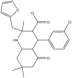 tetrahydro-2-furanylmethyl 4-(3-chlorophenyl)-2,7,7-trimethyl-5-oxo-1,4,5,6,7,8-hexahydro-3-quinolinecarboxylate 结构式