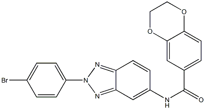 N-[2-(4-bromophenyl)-2H-1,2,3-benzotriazol-5-yl]-2,3-dihydro-1,4-benzodioxine-6-carboxamide 结构式