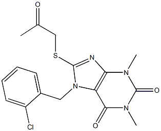 7-(2-chlorobenzyl)-1,3-dimethyl-8-[(2-oxopropyl)thio]-3,7-dihydro-1H-purine-2,6-dione 结构式