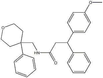 3-(4-methoxyphenyl)-3-phenyl-N-[(4-phenyltetrahydro-2H-pyran-4-yl)methyl]propanamide 结构式