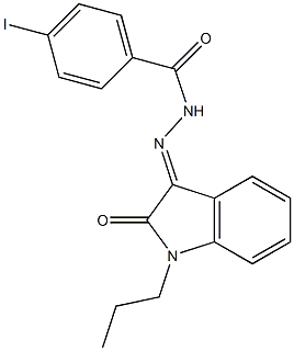 4-iodo-N'-(2-oxo-1-propyl-1,2-dihydro-3H-indol-3-ylidene)benzohydrazide 结构式