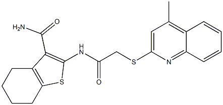 2-({[(4-methylquinolin-2-yl)sulfanyl]acetyl}amino)-4,5,6,7-tetrahydro-1-benzothiophene-3-carboxamide 结构式