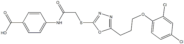 4-{[({5-[3-(2,4-dichlorophenoxy)propyl]-1,3,4-oxadiazol-2-yl}sulfanyl)acetyl]amino}benzoic acid 结构式