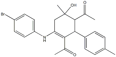 1-[3-acetyl-4-(4-bromoanilino)-6-hydroxy-6-methyl-2-(4-methylphenyl)-3-cyclohexen-1-yl]ethanone 结构式