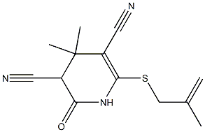 4,4-dimethyl-6-[(2-methyl-2-propenyl)sulfanyl]-2-oxo-1,2,3,4-tetrahydro-3,5-pyridinedicarbonitrile 结构式