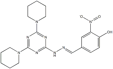 4-hydroxy-3-nitrobenzaldehyde [4,6-di(1-piperidinyl)-1,3,5-triazin-2-yl]hydrazone 结构式