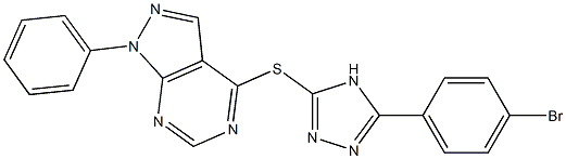 5-(4-bromophenyl)-4H-1,2,4-triazol-3-yl 1-phenyl-1H-pyrazolo[3,4-d]pyrimidin-4-yl sulfide 结构式
