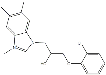 3-[3-(2-chlorophenoxy)-2-hydroxypropyl]-1,5,6-trimethyl-3H-benzimidazol-1-ium 结构式