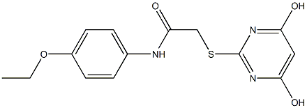 2-[(4,6-dihydroxy-2-pyrimidinyl)sulfanyl]-N-(4-ethoxyphenyl)acetamide 结构式