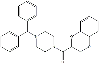 1-(2,3,4a,8a-tetrahydro-1,4-benzodioxin-2-ylcarbonyl)-4-benzhydrylpiperazine 结构式