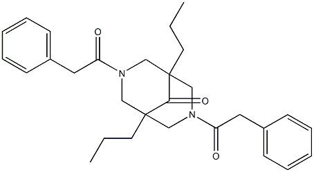 3,7-bis(phenylacetyl)-1,5-dipropyl-3,7-diazabicyclo[3.3.1]nonan-9-one 结构式
