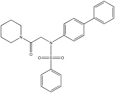 N-[1,1'-biphenyl]-4-yl-N-[2-oxo-2-(1-piperidinyl)ethyl]benzenesulfonamide 结构式