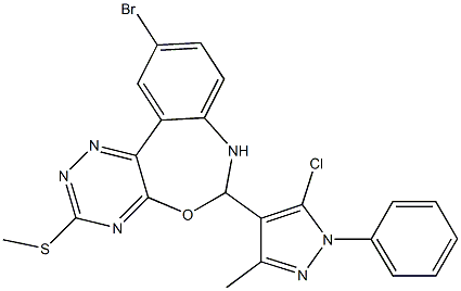 10-bromo-6-(5-chloro-3-methyl-1-phenyl-1H-pyrazol-4-yl)-3-(methylsulfanyl)-6,7-dihydro[1,2,4]triazino[5,6-d][3,1]benzoxazepine 结构式