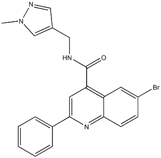 6-bromo-N-[(1-methyl-1H-pyrazol-4-yl)methyl]-2-phenyl-4-quinolinecarboxamide 结构式