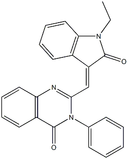 2-[(1-ethyl-2-oxo-1,2-dihydro-3H-indol-3-ylidene)methyl]-3-phenyl-4(3H)-quinazolinone 结构式