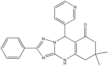 6,6-dimethyl-2-phenyl-9-(3-pyridinyl)-5,6,7,9-tetrahydro[1,2,4]triazolo[5,1-b]quinazolin-8(4H)-one 结构式