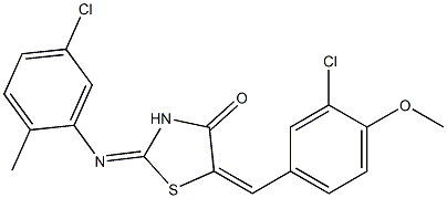 5-(3-chloro-4-methoxybenzylidene)-2-[(5-chloro-2-methylphenyl)imino]-1,3-thiazolidin-4-one 结构式