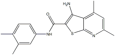 3-amino-N-(3,4-dimethylphenyl)-4,6-dimethylthieno[2,3-b]pyridine-2-carboxamide 结构式