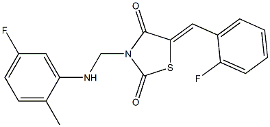 5-(2-fluorobenzylidene)-3-[(5-fluoro-2-methylanilino)methyl]-1,3-thiazolidine-2,4-dione 结构式