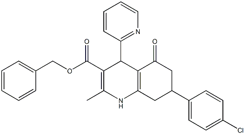 benzyl 7-(4-chlorophenyl)-2-methyl-5-oxo-4-(2-pyridinyl)-1,4,5,6,7,8-hexahydro-3-quinolinecarboxylate 结构式