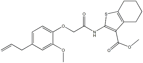 methyl 2-{[(4-allyl-2-methoxyphenoxy)acetyl]amino}-4,5,6,7-tetrahydro-1-benzothiophene-3-carboxylate 结构式