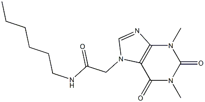 2-(1,3-dimethyl-2,6-dioxo-1,2,3,6-tetrahydro-7H-purin-7-yl)-N-hexylacetamide 结构式