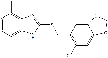 2-{[(6-chloro-1,3-benzodioxol-5-yl)methyl]sulfanyl}-4-methyl-1H-benzimidazole 结构式