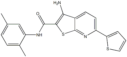 3-amino-N-(2,5-dimethylphenyl)-6-(2-thienyl)thieno[2,3-b]pyridine-2-carboxamide 结构式