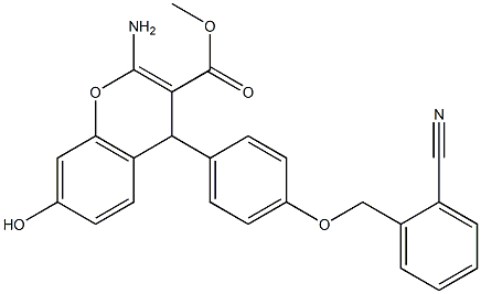 methyl 2-amino-4-{4-[(2-cyanobenzyl)oxy]phenyl}-7-hydroxy-4H-chromene-3-carboxylate 结构式