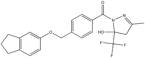 1-{4-[(2,3-dihydro-1H-inden-5-yloxy)methyl]benzoyl}-3-methyl-5-(trifluoromethyl)-4,5-dihydro-1H-pyrazol-5-ol 结构式