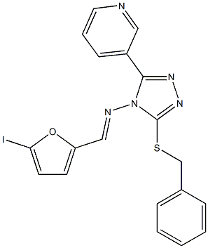 N-[3-(benzylsulfanyl)-5-(3-pyridinyl)-4H-1,2,4-triazol-4-yl]-N-[(5-iodo-2-furyl)methylene]amine 结构式