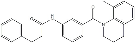 N-{3-[(8-methyl-3,4-dihydro-1(2H)-quinolinyl)carbonyl]phenyl}-3-phenylpropanamide 结构式