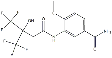 4-methoxy-3-{[4,4,4-trifluoro-3-hydroxy-3-(trifluoromethyl)butanoyl]amino}benzamide 结构式