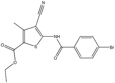 ethyl 5-[(4-bromobenzoyl)amino]-4-cyano-3-methyl-2-thiophenecarboxylate 结构式