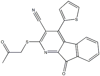 9-oxo-2-[(2-oxopropyl)sulfanyl]-4-(2-thienyl)-9H-indeno[2,1-b]pyridine-3-carbonitrile 结构式