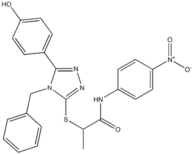 2-{[4-benzyl-5-(4-hydroxyphenyl)-4H-1,2,4-triazol-3-yl]sulfanyl}-N-{4-nitrophenyl}propanamide 结构式
