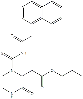 propyl 2-[1-({[2-(1-naphthyl)acetyl]amino}carbothioyl)-3-oxo-2-piperazinyl]acetate 结构式