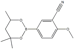 2-Methoxy-5-(4,4,6-trimethyl-1,3,2-dioxaborinan-2-yl)benzonitrile 结构式