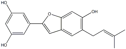 2-(3,5-Dihydroxyphenyl)-5-(3-methyl-2-butenyl)benzofuran-6-ol 结构式