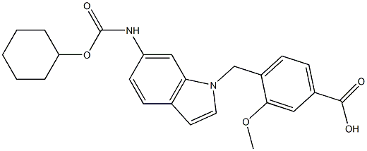 4-[6-(Cyclohexyloxycarbonylamino)-1H-indol-1-ylmethyl]-3-methoxybenzoic acid 结构式