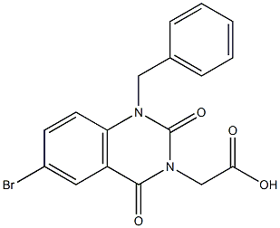 1-Benzyl-1,2,3,4-tetrahydro-6-bromo-2,4-dioxoquinazoline-3-acetic acid 结构式