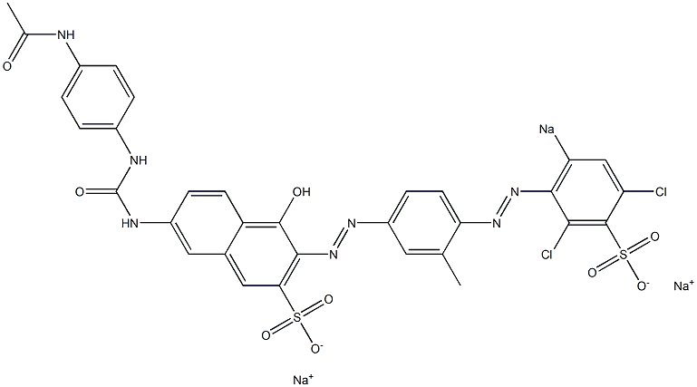 7-[3-[4-(Acetylamino)phenyl]ureido]-3-[[4-[(2,4-dichloro-6-sodiosulfophenyl)azo]-3-methylphenyl]azo]-4-hydroxynaphthalene-2-sulfonic acid sodium salt 结构式