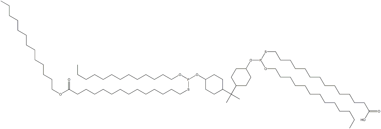14,14'-[[Isopropylidenebis(4,1-cyclohexanediyloxy)]bis[(tridecyloxy)phosphinediylthio]]bis(tetradecanoic acid tridecyl) ester 结构式