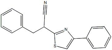 3-phenyl-2-(4-phenylthiazol-2-yl)propanenitrile 结构式