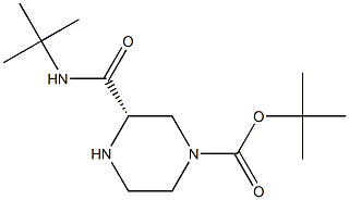 N-叔丁基-4-叔丁氧羰基-(S)-2-哌嗪甲酰胺 结构式