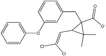 3-苯氧苄基-2,2-二甲基-3-(2,2-二氯乙烯基)-环丙烷羧酸酯 结构式